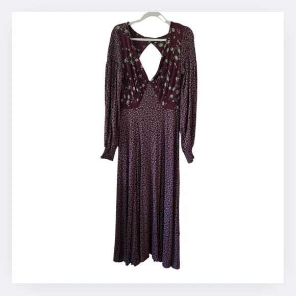 Free People Love Story Maxi Dress Women's Size Large Raisin Purple Multi - Picture 2 of 16